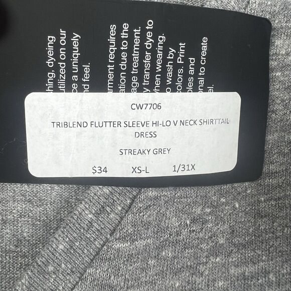 NWT Chaser Flutter Sleeve Gray T-Shirt Dress Size Medium - Picture 5 of 7